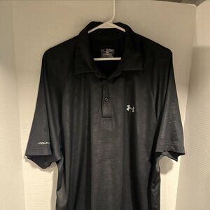 Black Button Under Armour Heat Gear Collar Shirt 2XL